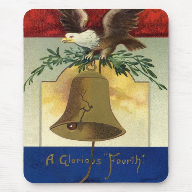 Mousepad Clássico 4 de julho com Águia e Sino da Liberdade (Frente)