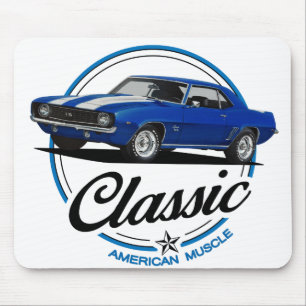 Mousepad Clássico do Camaro azul retrô