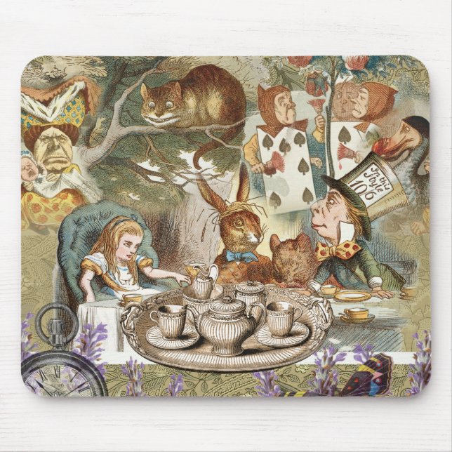Mousepad Clássico Festa de Chá do País das Maravilhas de Al (Frente)