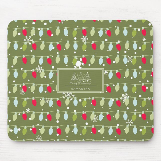 Mousepad Clássico Natal Natal Padrão — Luzes de Natal 2 (Frente)