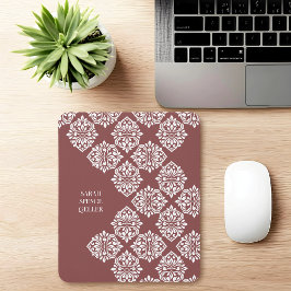 Mousepad Classy Damask Regency Geométrico Pastel Red