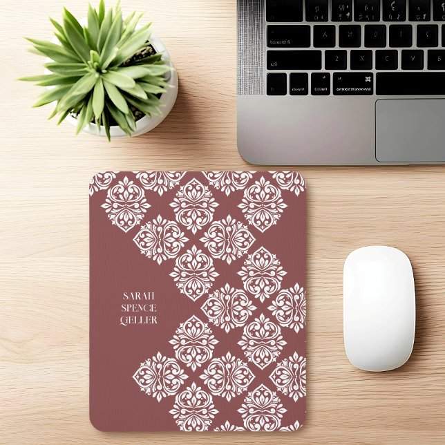 Mousepad Classy Damask Regency Geométrico Pastel Red (Criador carregado)