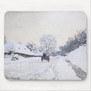 Mousepad Claude Monet - Carrinho na Estrada de Neve em Honf
