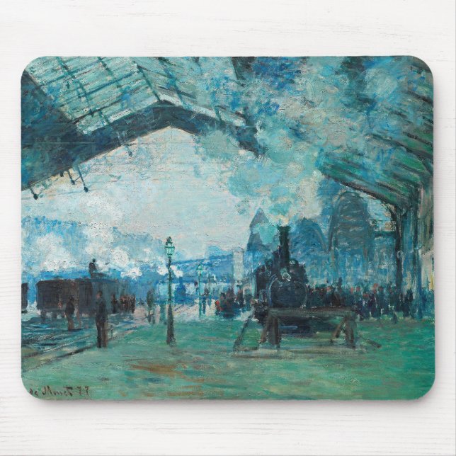 Mousepad Claude Monet French Train Railroad Travel Art (Frente)