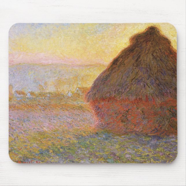 Mousepad Claude Monet Impressionista Pintando Graystaks I (Frente)