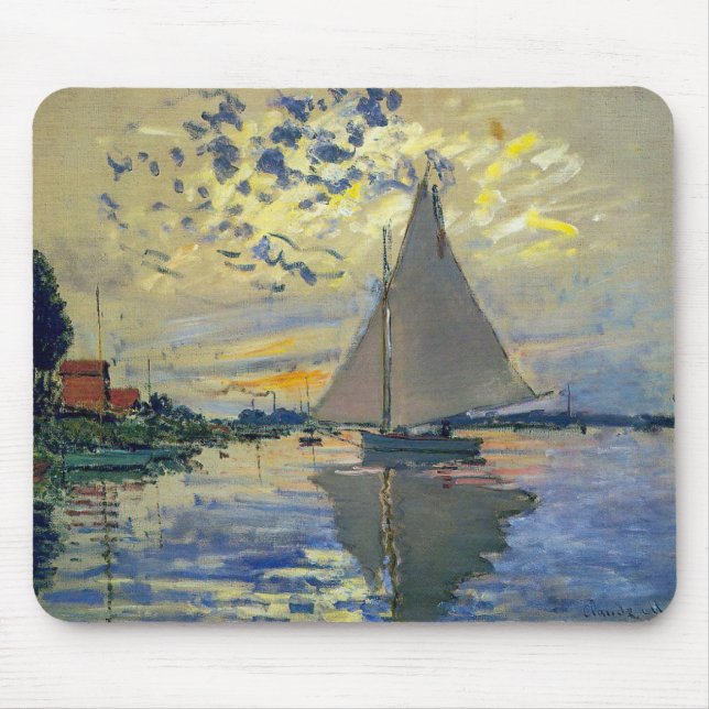 Mousepad Claude Monet - Navio de vela no Le Petit-Gennevill (Frente)