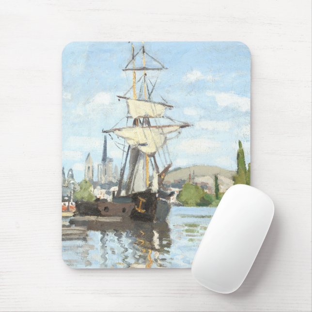 Mousepad Claude Monet. Navios a voar no Sena em Rouen (Com mouse)
