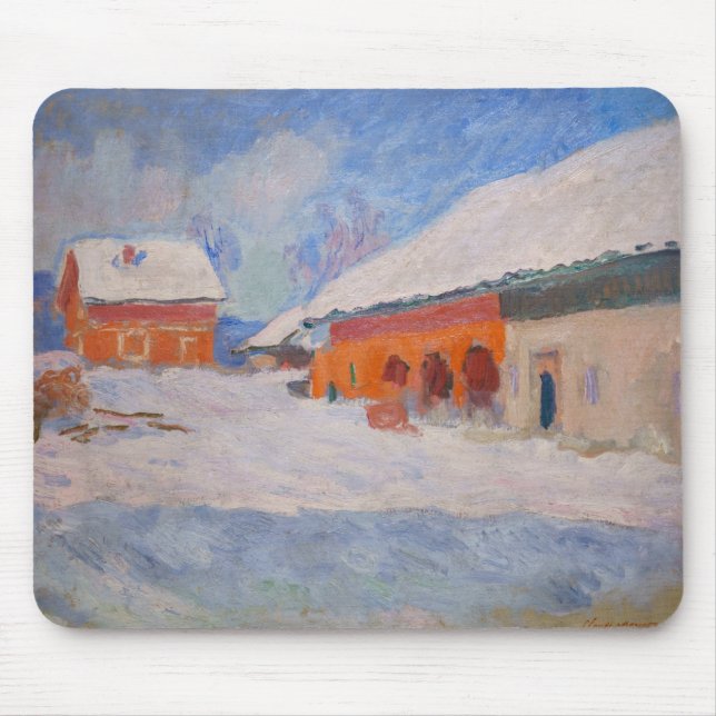 Mousepad Claude Monet - Noruega, Casas Vermelhas em Bjorneg (Frente)