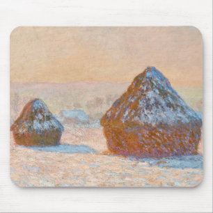 Mousepad Claude Monet - Wheatstacks, Efeito da Neve, Manhã