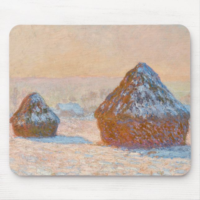 Mousepad Claude Monet - Wheatstacks, Efeito da Neve, Manhã (Frente)