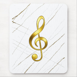 Mousepad Clave de Sol Dourada Mármore Tech Musical