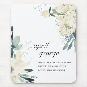 MOUSEPAD CLEAN ELEGANT IVORY BRANCO VERDE FLORA VERDE BRANC