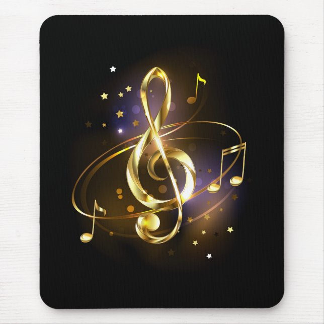 Mousepad Clef de Sol de Música Dourado (Frente)