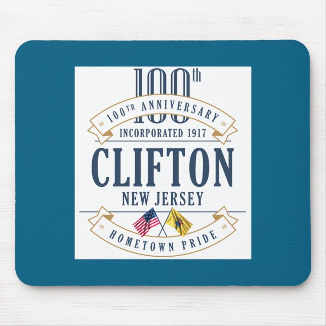 Mousepad Clifton New Jersey 100th Anniv White _1  (Frente)