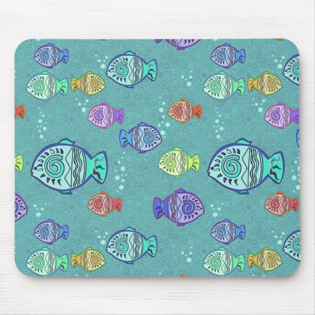 Mousepad Clip-Art Fish Pattern + suas ideias (Frente)