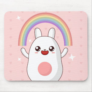 Mousepad Clipe arco-íris Kawaii
