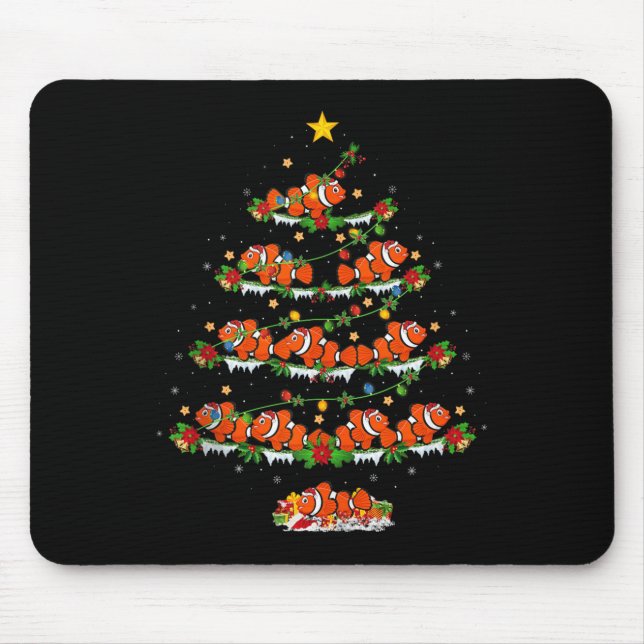 Mousepad Clown Fish Christmas Tree Lights Funny Clown Fish  (Frente)