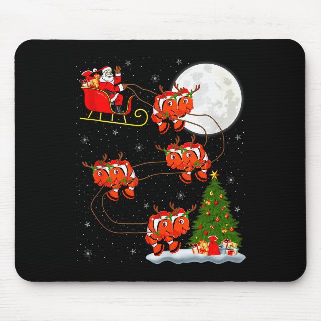 Mousepad Clown Fish Santa Sleigh Flying Funny Magical Chris (Frente)
