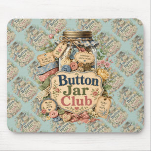 Mousepad Clube da Jarra de Botões Cottagecore Colagem de Co