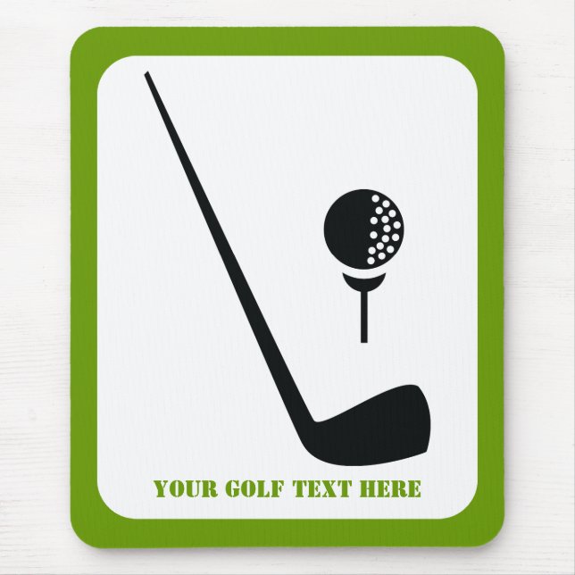 Mousepad Clube de golfe e bola preto, costume verde (Frente)