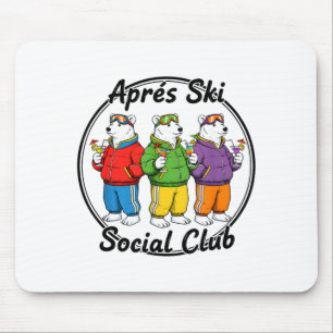 Mousepad Clube social de après ski urso polar engraçado de