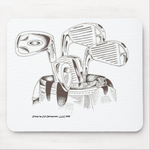 Mousepad Clubes de golfe em preto & no branco - tapete do