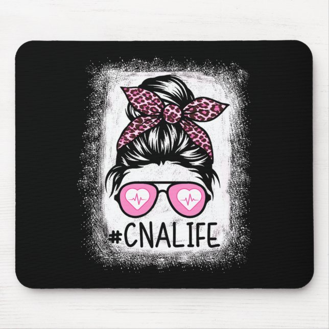Mousepad Cna Nurse Life Bleached Shirts Nk Leopard Messy Bu (Frente)