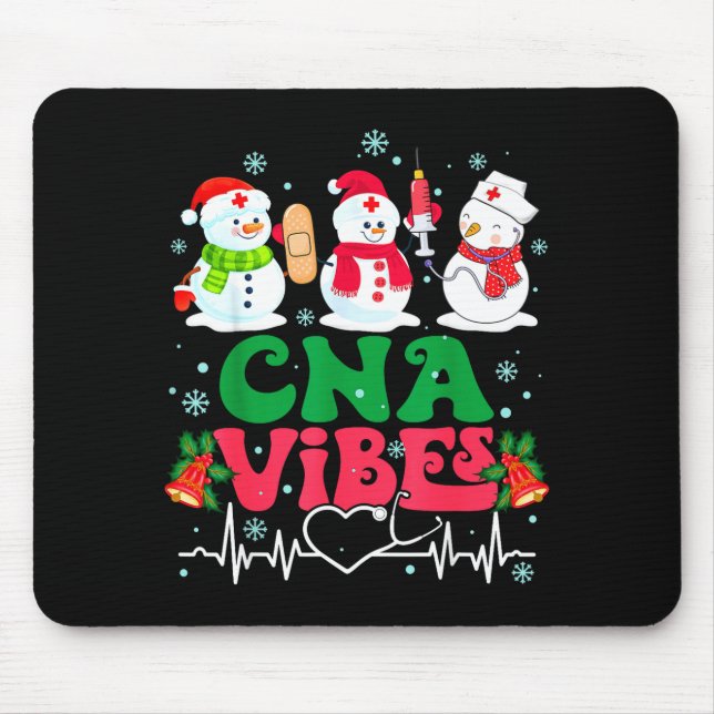 Mousepad Cna Vibes Nurse Snowman Stethoscope Santa Funny Ch (Frente)