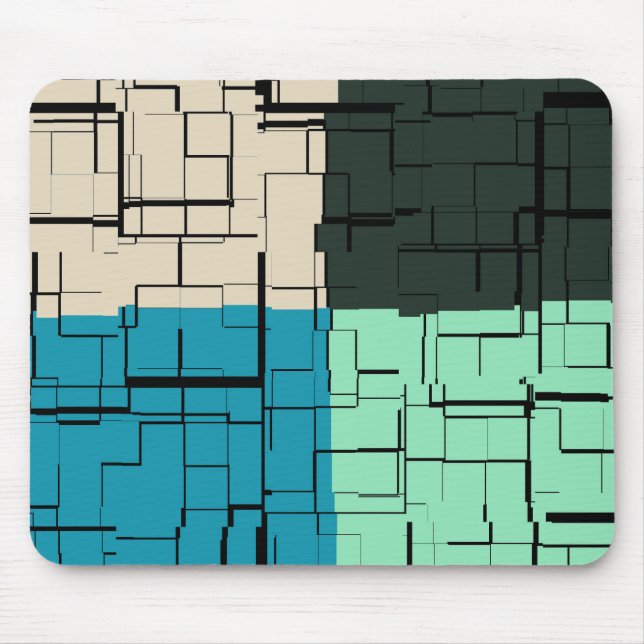 Mousepad Coal White Teal Green Aqua Blue Modern Pattern (Frente)