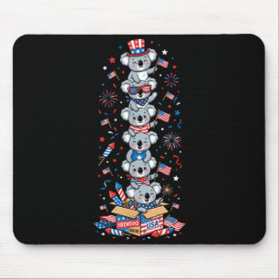 Mousepad Coala Engraçado Bandeira Americana Dia Da Memória