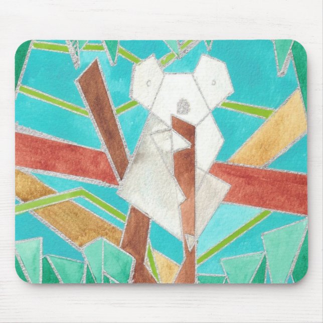 Mousepad Coala na Árvore Arte Abstrata Original (Frente)