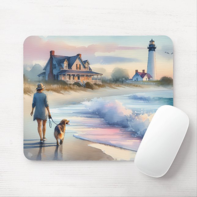 Mousepad Coastal Walk to Lighthouse at Sunset (Com mouse)