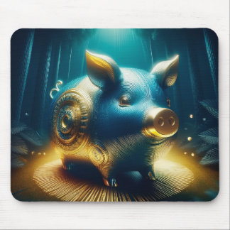 Mousepad Cobalt Blue Steampunk Pig