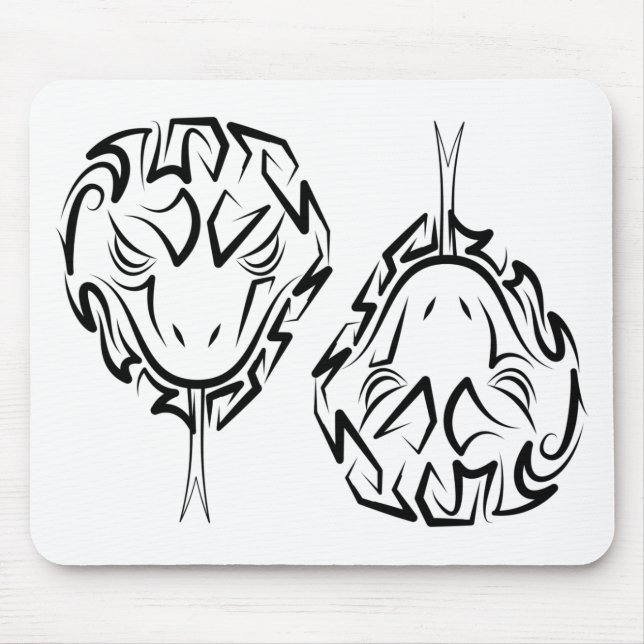 Mousepad Cobra de Tribal Negro e Branco (Frente)