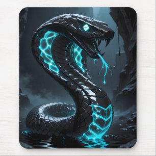 Mousepad Cobra Neon Azul Cobra Preta Fantasia Jogos