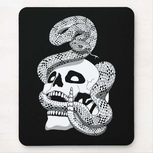 Mousepad Cobra preto e branco gótico e arte escura crônica (Frente)