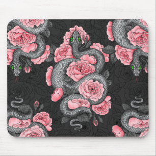 Mousepad Cobras e rosas de pêssego