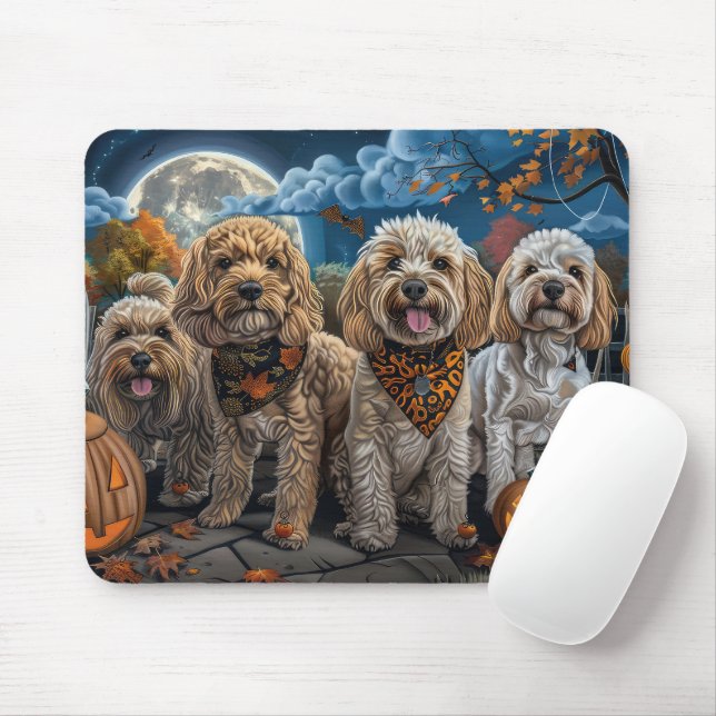 Mousepad Cockapoo Halloween Spooky (Com mouse)