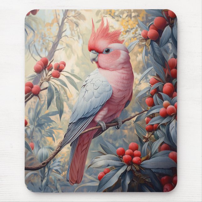 Mousepad Cockatoo Galah Rosa Vibrante (Frente)