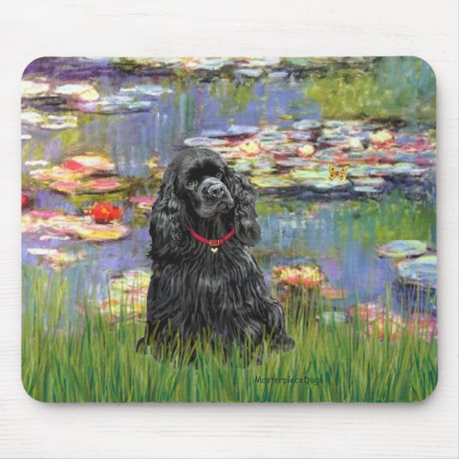 Mousepad Cocker (preto) - Lírios 2 (Frente)