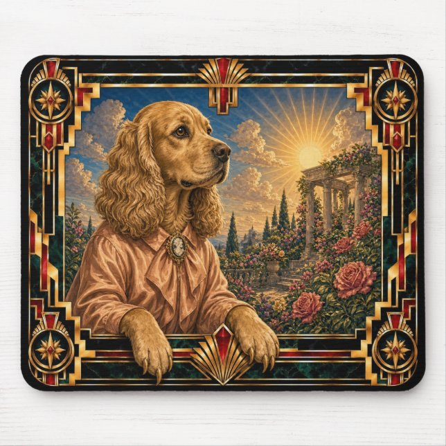 Mousepad Cocker Spaniel, Cão Art Déco (Frente)