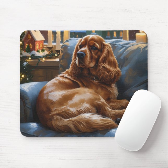 Mousepad Cocker Spaniel com Feriado das Luzes de Natal (Com mouse)