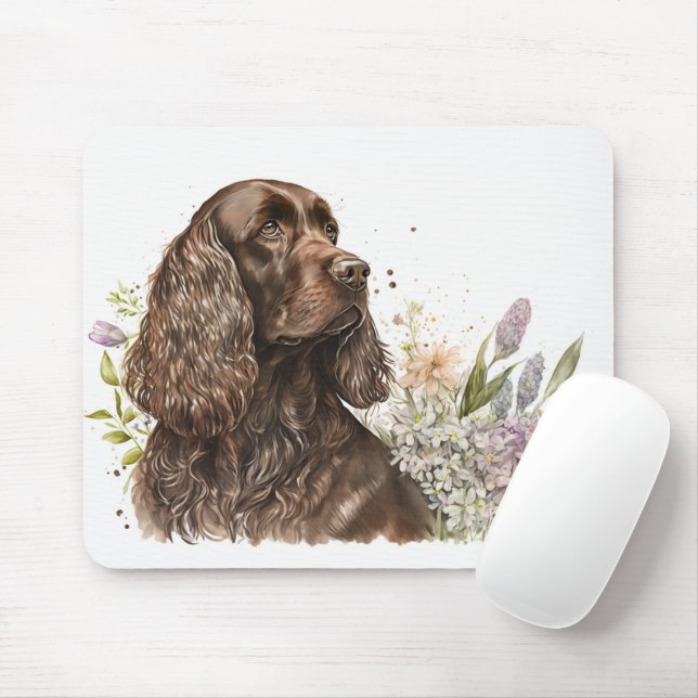 Mousepad Cocker Spaniel de Chocolate em Lilases (Com mouse)