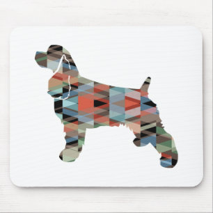 Mousepad Cocker Spaniel Dog Silhouette Padrão Geométrico Pl