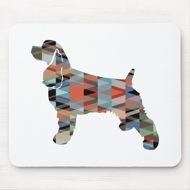 Mousepad Cocker Spaniel Dog Silhouette Padrão Geométrico Pl (Frente)
