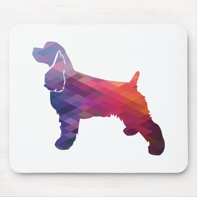 Mousepad Cocker Spaniel Dog Silhouette Padrão Geométrico Pu (Frente)