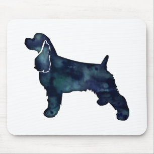 Mousepad Cocker Spaniel Dog Silhouter Black Watercolor