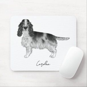 Mousepad Cocker Spaniel em Preto e Branco & Texto Personali
