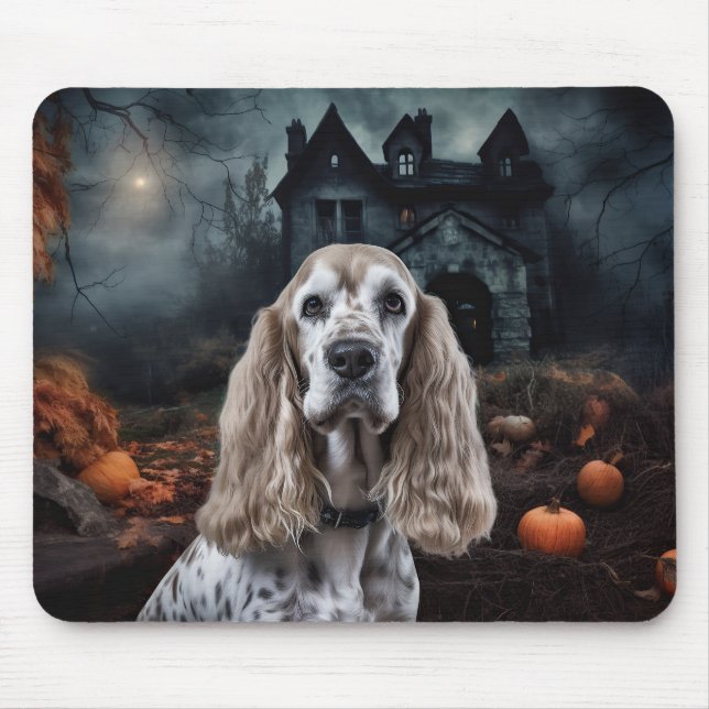 Mousepad Cocker Spaniel Halloween Scary (Frente)