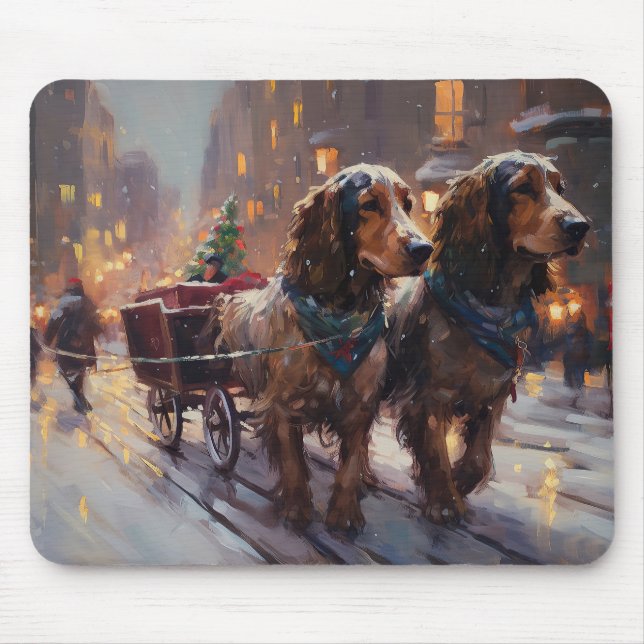 Mousepad Cocker Spaniel Inglês Temporada Festiva de Natal (Frente)